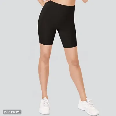 Pinkshell Plain Capri and Short Combo for Women Calf Length Capri Active Workout Running Trendy Cotton Lycra Capri and Slim fit Cycling Yoga Shorts (Medium, Navy(C)/Black(S))-thumb4