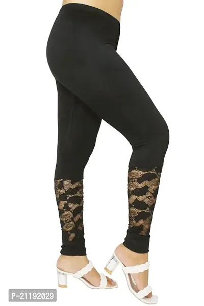 PINKSHELL Minin Lace with Cuff Legging for Women (Large, Black)-thumb2