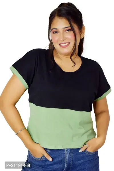 PINKSHELL Black Panel Crop TOP for Women (Large, Seafoam-Green)-thumb2