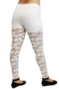 PINKSHELL Women?s Straight Fit Designer Full lace Ankle Length Legging/Elegant Women Solid viscou Lycra Super Quality Sexy net Keeps You Look hot, Fancy/Elegant Legging (XL, White)-thumb3