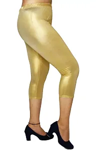 PINKSHELL Women Glittery Shimmer Foil Capri (2XL, Light Golden)-thumb2