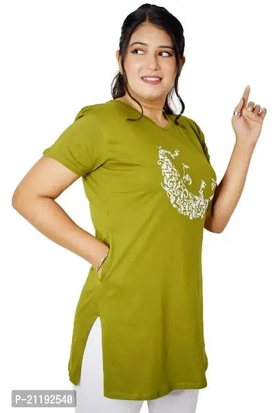 PINKSHELL Moon Printed Polo T-Shirt for Women (Medium, Olive)-thumb3