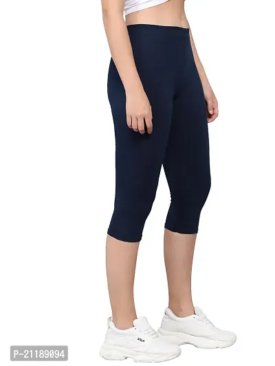 PINKSHELL Plain Capri for Women Calf Length Capri (4XL, Navy Blue)-thumb3