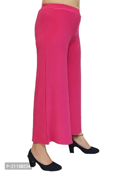 PINKSHELL Stylish Casual Wear Malai Lycra Flair Palazzo Plain/Shiney Wide Palazzo Different Color/Stretchable/Ankle Length Palazzo for Women, Ladies and Girls by Pink Shell (XL, NEON Pink)-thumb3