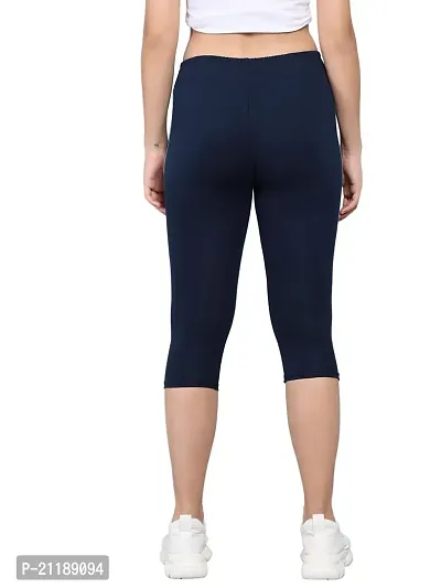 PINKSHELL Plain Capri for Women Calf Length Capri (4XL, Navy Blue)-thumb4