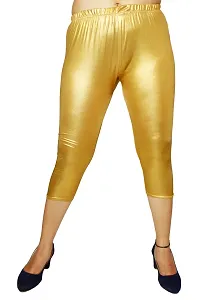 PINKSHELL Women Glittery Shimmer Foil Capri (4XL, Bright Golden)-thumb3