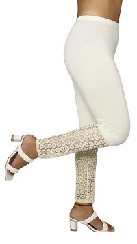 PINKSHELL Elegant Zari Lace Legging for Womens (L, White)-thumb1
