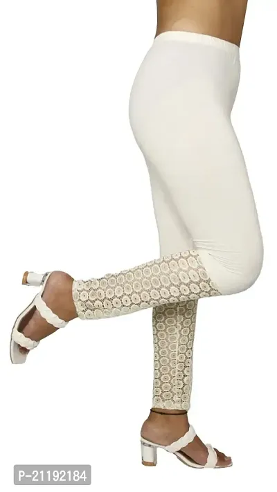PINKSHELL Elegant Zari Lace Legging for Womens (L, White)-thumb2