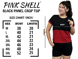 Pinkshell Women?s/Ladies/Girls Black Panel Crop top/Round Neck/Regular Fit T-Shirt, Half Sleeves Solid Crop top,Cotton Top, Cotton T-Shirt Plus Size Crop (2XL, Maroon)-thumb5