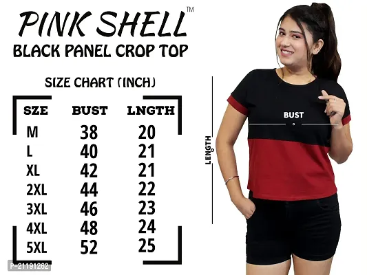 Pinkshell Women?s/Ladies/Girls Black Panel Crop top/Round Neck/Regular Fit T-Shirt, Half Sleeves Solid Crop top,Cotton Top, Cotton T-Shirt Plus Size Crop (2XL, Maroon)-thumb6