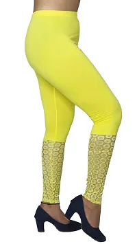 PINKSHELL Elegant Zari Lace Legging for Womens (XL, Yellow)-thumb3