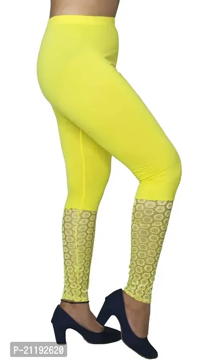 PINKSHELL Elegant Zari Lace Legging for Womens (XL, Yellow)-thumb4