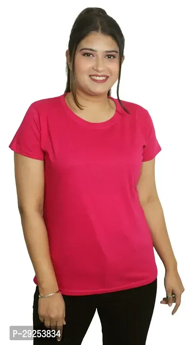 Essential Everyday Cotton Blend Round Neck Half Sleeves Tops/T-Shirts For Womens And Girls (Pack of 1-Sizes XS, S,M,L,XL,XXL,XXXL)-thumb0