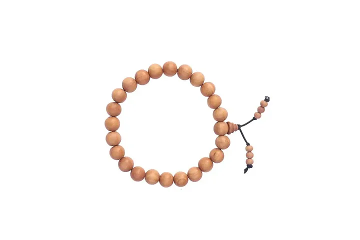 NRSON? Unisex White Sandalwood Bracelet | Wristband Bracelet | Beads Handmade Elastic Stretchable Bracelet for Meditation, Pooja, Chanting | Chandan Beads | Free Size [ 8 MM pack of 1 ]
