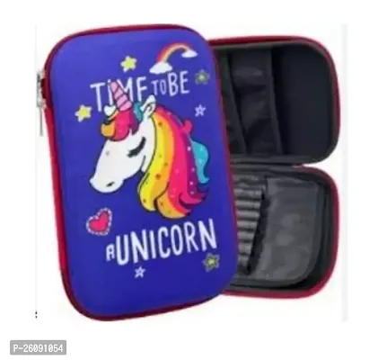 Unicorn Hardtop Embossed Unicorn Art EVA Pencil Box (Set of 1 Purple)