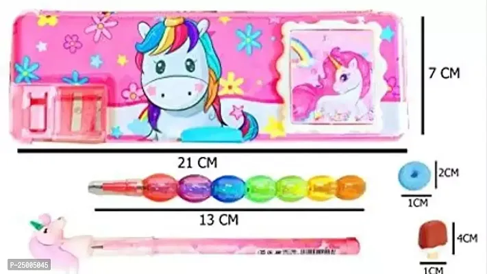 Premium Quality Combo Pack For Kids Unicorn Pencil, Pencil Box, Pearl Pencil, Eraser Pack Of 1
