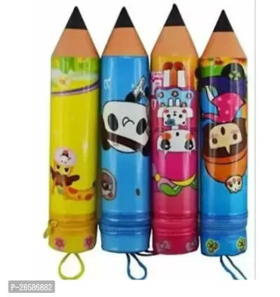 Durable Cartoon Art Polyester Pencil Boxes (Set Of 4, Multicolor)-thumb0