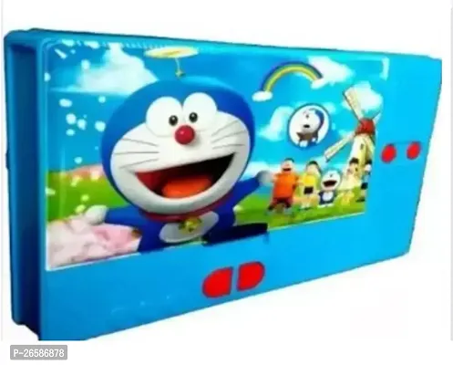 Durable Doraemon Jumbo Pencil Box For Kids Cartoon Art Plastic Pencil Box-thumb0