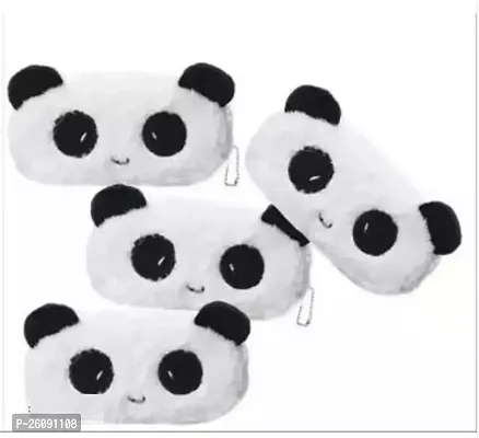 Pencil Pouch for Girls Panda Face Pencil Case for Girls Travel Pouch Soft Cute Fur Pouch Zipper Closer Panda Pouch for Girls Students White  Black Return Gift Set for Girls (Pack of 4)