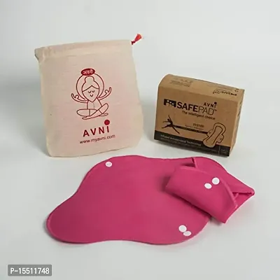 Avni Safepad Tested, Award winning Antimicrobial Reusable Cloth Sanitary Pad with two buttons and storage pouch