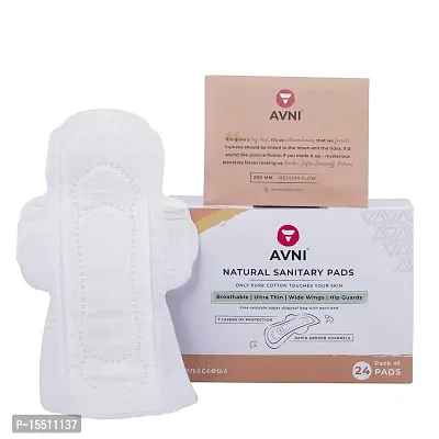 Avni Natural Cotton Sanitary Pads Pack of 24 with Paper Disposal Bags