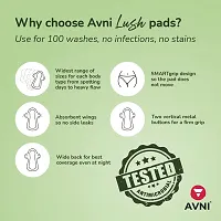 Avni Lush Certified 100% Organic Cotton Washable Cloth Pads, Pack of 2 | Antimicrobial Reusable Cloth Sanitary Pad | With Cloth Storage pouch-thumb2