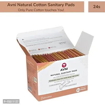 Avni Natural Cotton Sanitary Pads Pack of 24 with Paper Disposal Bags-thumb2