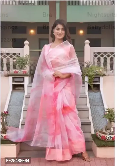 Classic Organza Printed Saree with Blouse piece