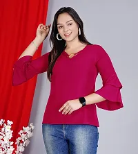 Crepe Red Top for Women-thumb2