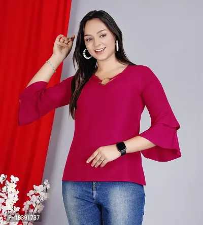 Crepe Red Top for Women-thumb3