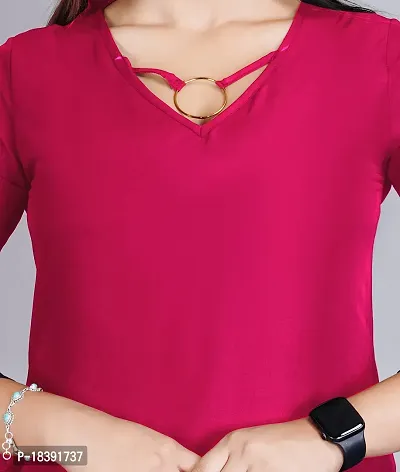 Crepe Red Top for Women-thumb5