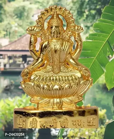 Maa Laxmi Delightful Statue/Idol/ Decorative Showpiece - 11 Cm (Brass, Gold)-thumb0