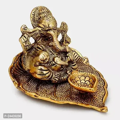 Lord Ganeshji Decorative Showpiece - 8.5 Cm (Metal, Gold) Idol-thumb0