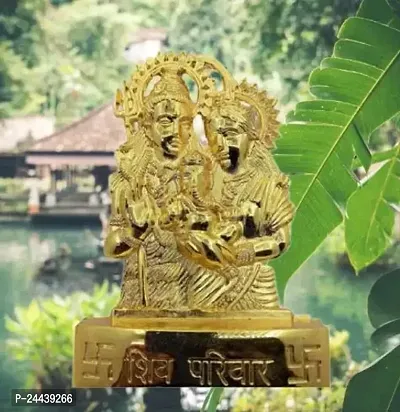 Shiv Parivar Delightful Statue/Idol/ Decorative Showpiece -11 Cm (Brass, Gold)-thumb0