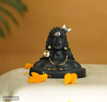 Shiva Idol Small Adiyogi Statue For Car Dashboard Home Decor Pooja Room Living Room Bedroom Table Decoration (Black, 7 Cm X 7 Cm)-thumb0