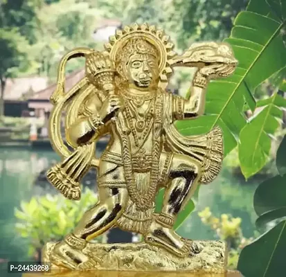 Lord Hanuman Ji Delightful Statue/Idol/ Decorative Showpiece - 11 Cm (Brass, Gold)