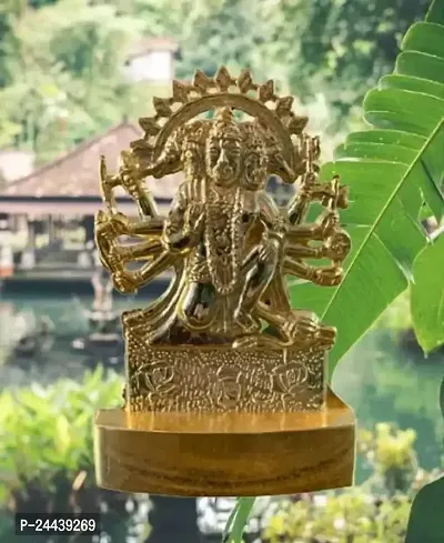 5 Mukhi Hanuman Ji Delightful Statue/Idol/ Decorative Showpiece - 8 Cm (Brass, Gold)