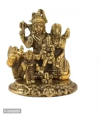 Shiv Parivar Murti Bass Statue 10Cm ( Gold , Small)-thumb0