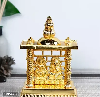 God Laxmi Ji And Ganesh Ji Mandir(2 No. Size) Idol Set Metal Gold Plated Statue-thumb0