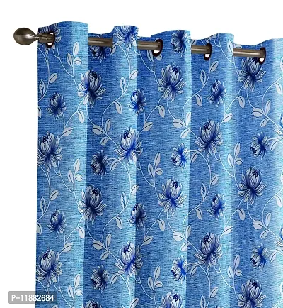 Aaradhya Creation 3D Digital Printed Curtain Drapes for Window 5Ft, 1 Piece Polyester Curtains for Home Office Decor, Decorative Themed Panels for Living Room Bedroom Hall (4x5 Feet ) Blue Flower-thumb3