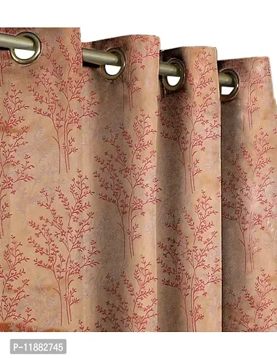 Aaradhya Creation Polyester Curtains For Window 5 Ft Pack of 1 Floral Printed Curtain Drapes For Home & Office Decor Light Filtering Eyelet Curtain Drapes For Living Room,Bedroom-( 4 x 5 Feet ) Orange-thumb2