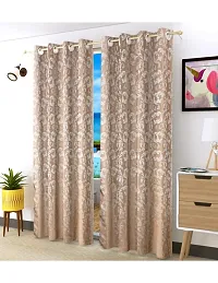 Aaradhya Creation 7Ft Curtains for Door Pack of 1 Polyester Printed Curtain Drapes for Door for Home & Office Room Darkening Eyelet Curtain Panels for Living Room, Bedroom- ( 4 x 7 Feet ), Beige-thumb1