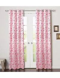 Aaradhya Creation 5Ft Curtains for Window Set of 1-Floral Printed Curtain Drapes Polyester Light Filtering Eyelet Panels for Home  Office Decor, ( 4 x 5 Feet ), Pink-thumb1