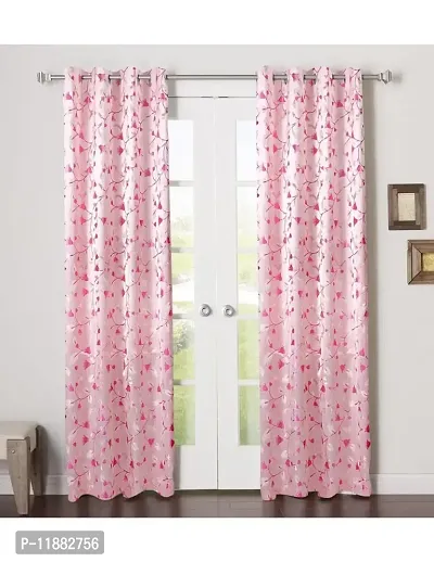 Aaradhya Creation 5Ft Curtains for Window Set of 1-Floral Printed Curtain Drapes Polyester Light Filtering Eyelet Panels for Home  Office Decor, ( 4 x 5 Feet ), Pink-thumb2