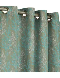 Aaradhya Creation Polyester Curtains for Window 5Ft Floral Printed Curtain Drapes||Decor Light Filtering Eyelet Curtain Drapes for Home & Office (4 x 5 Feet ) Grey & Blue-thumb1