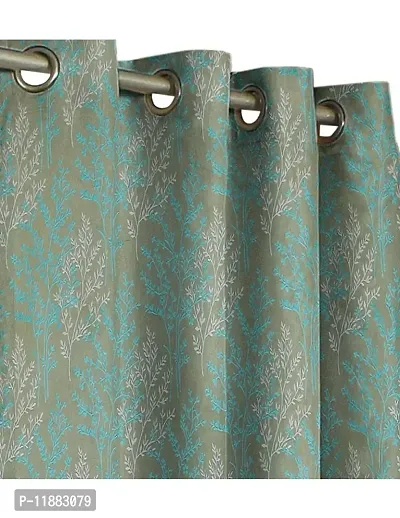 Aaradhya Creation Polyester Curtains for Window 5Ft Floral Printed Curtain Drapes||Decor Light Filtering Eyelet Curtain Drapes for Home & Office (4 x 5 Feet ) Grey & Blue-thumb2