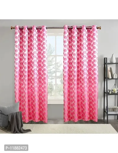 Aaradhya Creation 5Ft Window Curtains for Home Floral Printed Curtain Drapes for Home and Office Light Filtering Grommet Eyelet Panel Drapes for Living Room, Bedroom Pack of 1- ( 4 x 5 Feet ), Pink