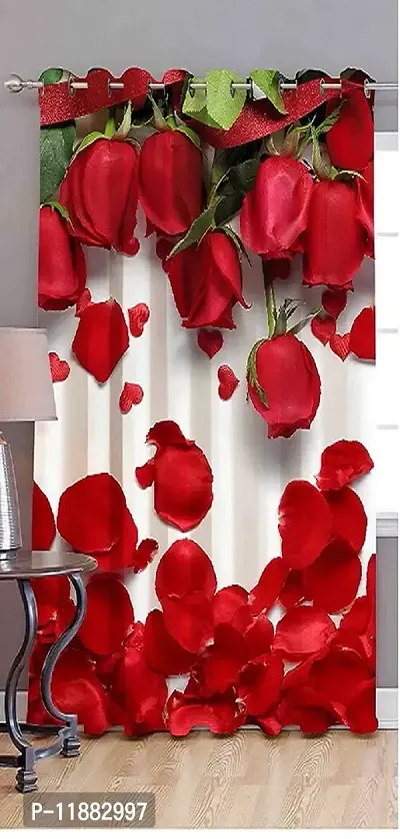 Aaradhya Creation 3D Digital Printed Curtain Drapes for Window 5Ft, 1 Piece Polyester Curtains for Home Office Decor, Decorative Themed Panels for Living Room Bedroom Hall (4x5 Feet ) Red Rose