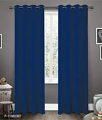 Aaradhya Creation Solid Plain Blackout Window Curtains for Home 1 Piece | 5 Feet Polyester Curtain Panels for Living Room Bedroom Kitchen | Decorative Grommet Top Draperies with Eyelet Rings (4x5 Ft) Navy Blue