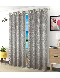 Aaradhya Creation 5Ft Window Curtains Set of 1-Textured Curtain Drapes Polyester Room DarkeningEyelet Panels for Home & Office Decor, ( 4 x 5 Feet ), Dark Grey-thumb1